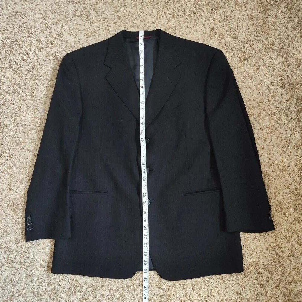 Hart Schaffner & Marx Pine's Men Size 42S Black Pinstripe Wool‎ Blazer
